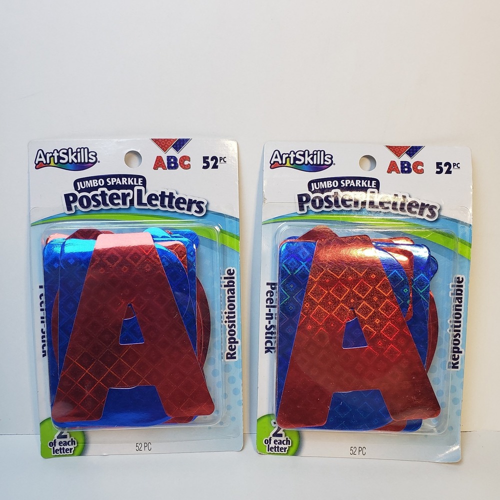 ArtSkills Jumbo Sparkle Poster Letters Repositionable Peel-n-Stick 52 Piece X 2
